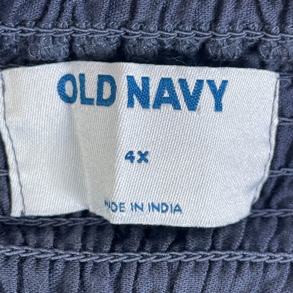 Old Navy Womens Plus 4X Puff Sleeve Smocked Embroidered Babydoll Blouse Top - Picture 5 of 11